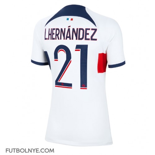 Camiseta Paris Saint-Germain Lucas Hernandez #21 Visitante Equipación para mujer 2023-24 manga corta